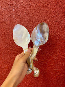 ช้อนและส้อมมุกเปลือกหอย - รับสลักโลโก้ตามสั่ง ราคาขายส่ง - Product Image 2