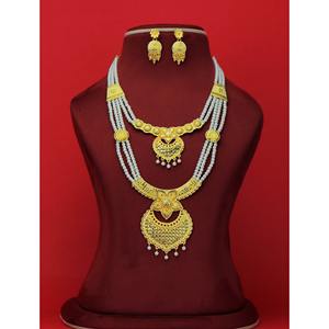 Gold Plated Pearl set With best Finishing <b>Artificial</b> Long Necklace New Traditional Beads <b>Jewellery</b> Set Multi Layer Imitation Set - Product Image 2