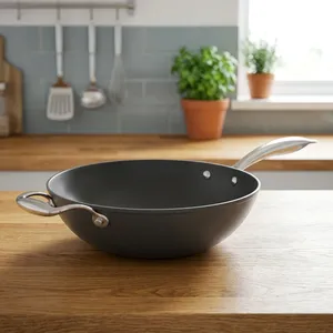 Modern <b>Cast</b> Iron Frypan 24 Cm Non Stick Nitrile Coating Cooking <b>Pan</b> for Stir Fry Grilling Sauteing and Everyday Kitchen Use - Product Image 1