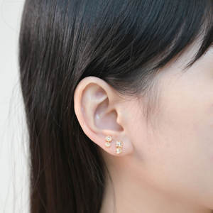 Boucles d'oreilles luxueuses à deux pierres, diamants de couleur DEF, qualité VVS, or jaune 14 carats, diamants ronds de laboratoire, bijoux fins et délicats pour elle - Product Image 4