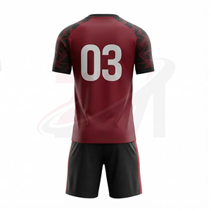 ชุดฟุตบอลพรีเมียมแบบสั่งทำพิเศษ เสื้อและกางเกงขาสั้นแบบซับลิเมชั่น น้ำหนักเบา สำหรับทีม  รับผลิตตามแบบ (OEM) ขายส่ง - Product Image 3