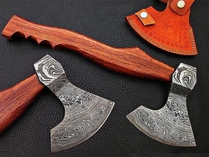 Cabeza de Hacha de Acero de Damasco, Calidad Premium, Patrón Único, Hoja Afilada y Duradera, Diseño Industrial Impresionante Hecho a Mano, Madera de Fresno - Product Image 6