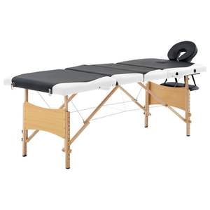 Table de massage pliable en bois noir et blanc à 4 zones, qualité supérieure, pour les thérapeutes - Product Image 1