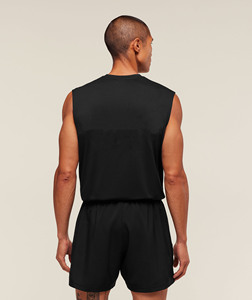 Men's <b>Black</b> Sleeveless <b>Tank</b> <b>Top</b> Crew Neck Solid Color Breathable Knitted Polyester Casual Fitness Wear - Product Image 2