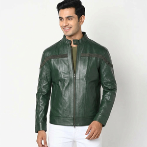 Veste en cuir de vache noire pour homme, 100% de haute qualité, confortable, respirante, manches longues, col montant, streetwear, hiver, chaud - Product Image 6