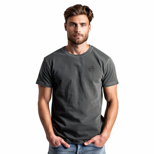 เสื้อยืดวินเทจแขนสั้นผ้าฝ้ายย้อมสี 100% สำหรับผู้ชาย - Product Image 2
