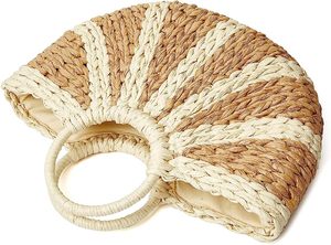 กระเป๋าชายหาดสานจากผ้าฝ้ายลายดอกผักตบชวาขนาดใหญ่สำหรับผู้หญิง แฟชั่นฤดูร้อน ดีไซน์มินิมอลสุดชิคสไตล์วินเทจ ประดับมุก โบว์ปักลาย พร้อมซิป - Product Image 4