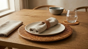 Vietnam Handmade Rattan Placemat Natural Fiber Charger Plates and <b>Table</b> <b>Mats</b> for Catering Wedding and Restaurant Use - Product Image 3