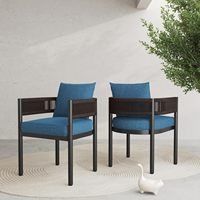 Ensemble de 2 chaises de salle à manger d'extérieur Grand Patio, chaises de salle à manger de patio, chaises de patio fixes en métal tressé avec coussin gris