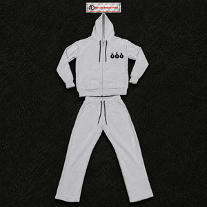 Ensemble de survêtement gris à capuche pour homme en coton, décontracté, avec sweat-shirt et pantalon, couleur unie, logo frontal, fermeture à cordon, coupe droite longueur entière - Product Image 5