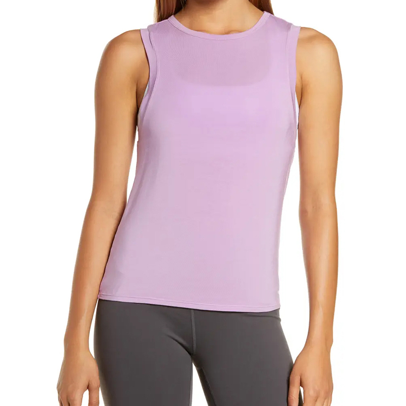 OEM Custom Scoop Neck Sporty Women's Tank Tops Polyester Quick Dry Breathable Workout Gym Vests