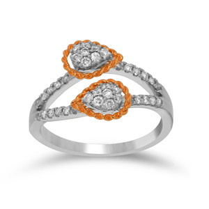 Anillo Abierto de Dos Tonos en Oro Rosado con Diamante Cultivado en Laboratorio en Forma de Pera de 0.35 Ct, Joyería de Aniversario al por Mayor - Product Image 1
