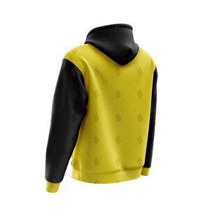 เสื้อฮู้ดถักไหมพรมผู้ชายสำหรับฤดูหนาว ขายส่ง ผลิตจากผ้าฝ้ายย้อมสีพื้น พิมพ์ลายโลโก้ด้านหน้าด้วยเทคนิคซิลค์สกรีน ทรงโอเวอร์ไซส์ มีกระเป๋า - Product Image 4