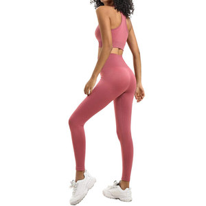 Conjuntos Deportivos para Mujer al por Mayor: Leggings de Yoga de Cintura Alta y Sujetador Deportivo Elástico, Trajes de Gimnasio para Ejercicio, Color Sólido - Product Image 3