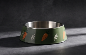 Gamelle en émail mignonne en forme de carotte pour animaux de compagnie, base antidérapante, vert olive, en métal, pour chien et chat, gamelle d'eau et de nourriture, fournitures en gros - Product Image 2