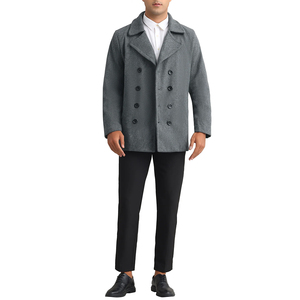 Wholesale Regular Wool Winter Warm <b>Pea</b> <b>Coat</b> Slim Fit Casual Gray Color Double Breasted Comfortable Cold Weather <b>Men's</b> <b>Pea</b> <b>Coat</b> - Product Image 5