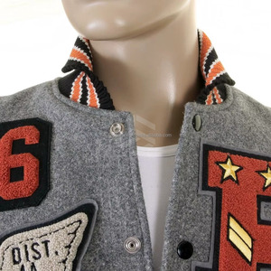 OEM Custom Wool Patch Embroidery Polyester Sleeve Vintage Letterman Windproof Thick Winter Letterman Varsity Bomber <b>Jacket</b> <b>Men</b> - Product Image 6