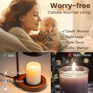 Lampada Scaldacandele Estetica in Noce Nero con Timer, Regalo di Compleanno o di Inaugurazione Casa per Donne o Uomini, Nuova Decorazione per la Casa - Product Image 6