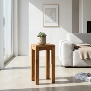 Modern High Solid Wood Bar <b>Stool</b> Elegant Tall Wooden Side Table Furniture For Rustic Home Kitchen Setup Art Design Pure Art Set - Product Image 4