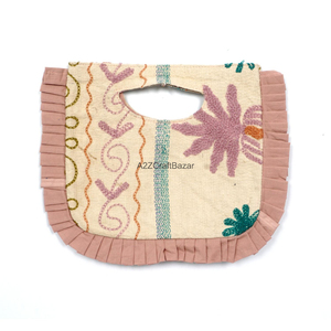 Handmade Vintage Lady Evening Clutch Hand <b>Bag</b> Suzani Embroidery Hand Quilted Kantha Fabric Cotton Lining Exhibition Use - Product Image 1