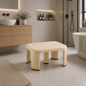 Modern <b>Plastic</b> <b>Stool</b> Lightweight Home Furniture for Living Room and Apartment Use Minimalist Design Beige Color - Product Image 1