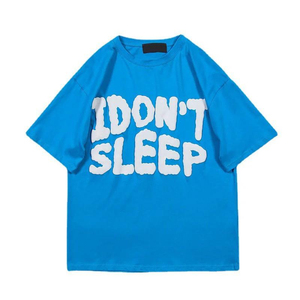 T-shirt noir oversize pour homme, manches courtes, col rond, imprimé lettres bleues, style streetwear, jersey, coupe décontractée, pour tous les jours - Product Image 5