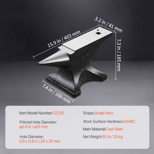 Incudine a corno singolo in acciaio fuso da 55 libbre ad alta durezza e robusta per fabbri, prodotto essenziale per il banco da lavoro - Product Image 2
