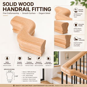 Barandilla Moderna de Roble Rojo y Caucho para Escaleras, Diseño con Desplazamiento a la Izquierda, para Interiores y Decoración del Hogar - Product Image 1