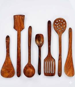 Handcrafted <b>Wooden</b> Salad <b>Tools</b> <b>Set</b> With Spoon Spatula And Turner Eco Friendly Utensils For Kitchen Use - Product Image 1