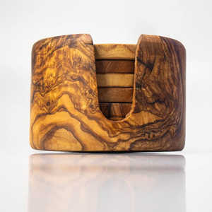 Modern Eco-Friendly Wooden <b>Coaster</b> <b>Set</b> Natural Olive Wood Drink <b>Coasters</b> Durable Table Protection Accessories Coffee Cups Tea - Product Image 4