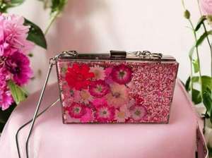 Resin Clutch <b>Bag</b> | Floral Evening <b>Bag</b> | Wedding Guest <b>Bag</b> | Glitter Clutch | Party Handbag | Statement <b>Bag</b> - Product Image 3