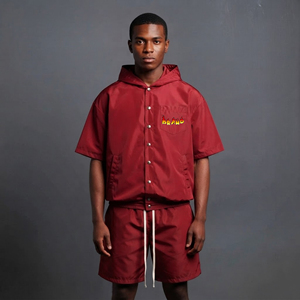 2027 Custom logo <b>Men</b> Nylon Windbreaker Jacket and <b>Shorts</b> Tracksuit Set full Zip Two Piece <b>Lightweight</b> solid Color <b>men's</b> Sets - Product Image 4