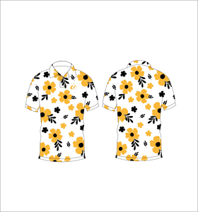 Polo à imprimé floral blanc et jaune pour hommes, chemise de golf décontractée à manches courtes, mode été - Product Image 3