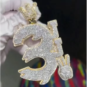 Colgante de Letra con Corte Redondo de Moissanita, Chapado en Oro de Dos Tonos, Plata de Ley 925, Joyería Hip Hop, Regalo de Alta Gama - Product Image 1