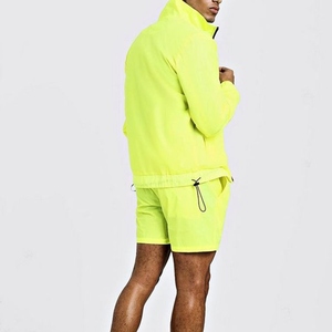 Men's Summer Hooded <b>Windbreaker</b> Set Lightweight Breathable Jacket and Drawstring Waist Shorts for <b>Beach</b> and Travel Wear - Product Image 2