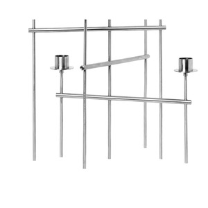 Candélabre en métal argenté de style moderne, doté de plusieurs tiges verticales décalées et de barres transversales pour une décoration architecturale unique - Product Image 6