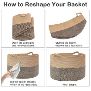 65L Large Woven Cotton Rope Nursery <b>Basket</b>, Laundry <b>Basket</b> Laundry <b>Hamper</b> with Handles,Blanket <b>Basket</b> Storage Bin <b>for</b> Toys - Product Image 6