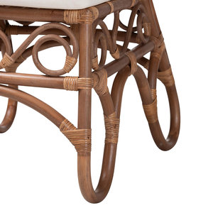 Chaise de salle à manger en rotin naturel, fauteuil en osier fait main avec cadre ajouré courbé et assise rembourrée pour restaurant, café, maison - Product Image 6