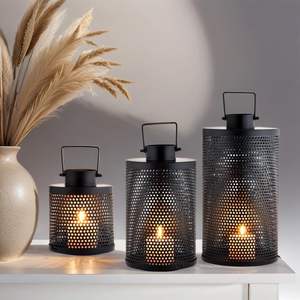 Venta caliente Durable Metal Hierro Diseño de corte por láser Lámpara colgante y linterna Navidad Hogar Balcón decorativo con cinturón - Product Image 2