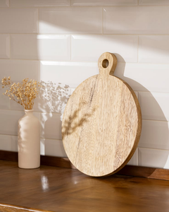 Tabla de Cortar Redonda de Madera de Acacia Natural, Textura de Mármol Única, Nuevo Diseño, Plato de Madera para Servir en la Cocina, para Queso - Product Image 5