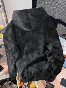 Sweat-shirt à capuche unisexe gris foncé, imprimé floral surdimensionné, en polaire, décontracté, pour l'automne - Product Image 2