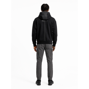 Sweat à capuche noir premium pour homme en coton biologique 430 GSM, style streetwear technique, coupe oversize XXS, couleur unie, écologique - Product Image 2