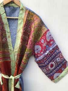 Robe midi élégante à imprimé floral vintage, décontractée, à manches longues, avec taille naturelle, teinte unie, pour femme, robe de nuit - Product Image 5