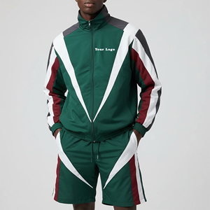 Custom <b>Screen</b> Printed Logo 100% Cotton Casual Solid Regular Fit Windbreaker Short Set Plus Size Eco-Friendly Two Piece - Product Image 4