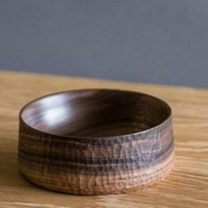 Elegante tazón redondo de madera para servir, frutero de madera maciza para centro de mesa - Product Image 4