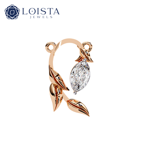 Women's 925 Silver Rhodium Plated Crystal Pendant Necklace Minimalist Plant Design Round Brilliant Cut Claw Setting <b>Box</b> Chain - Product Image 3