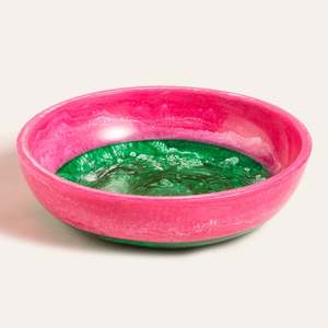 Bol en résine fait main avec un design contemporain en marbre aqua pour servir des salades et des fruits à la maison, à l'hôtel, au restaurant, en gros, pour la cuisine, la table - Product Image 1