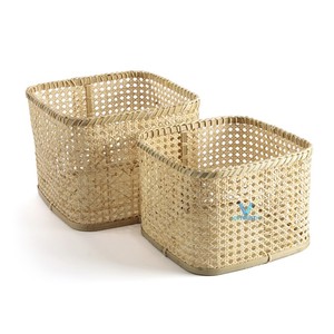 Cesta de Almacenamiento Cuadrada de Bambú y Ratán, Hecha a Mano, Ecológica, Rústica, Organizador de Fibra Natural, Diseño Personalizado Disponible, Suministro de Fábrica - Product Image 2