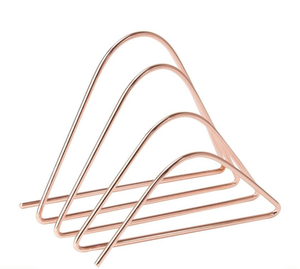 Creative 2 Slot Iron Napkin Holder with Round Base Rose Gold Copper <b>Paper</b> Dispenser Stand for <b>Kitchen</b> Countertop Napkin Holder - Product Image 1