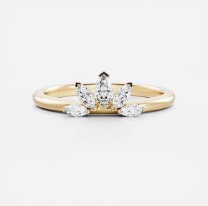 Anillo de Boda Apilable de Lujo con Banda Curva y Moissanita de Corte Marquesa en Plata de Ley 925 con Engaste de Garras para Mujer/Unisex, 2 Gramos - Product Image 1
